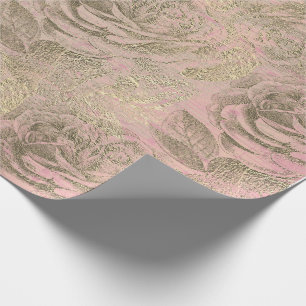 Rosen-silbernes Grau-BlumenRosen-Foxier Goldrosa Geschenkpapier