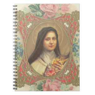 Rosen St. Therese u. Kruzifix-dekorative Grenze Notizblock