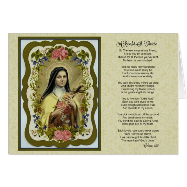 Rosen St. Therese wenig Blumen-Gedicht-Gebet (Vorderseite (Horizontal))