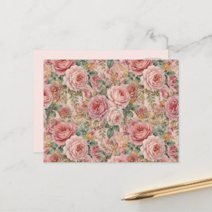 Rosen Staubrose Charmante Künstlerische Salbeigrün Postkarte