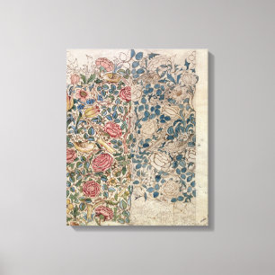 "Rosen" Tapetenentwurf (Bleistift und w/c auf Leinwanddruck