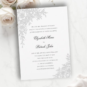 Rosen-Thema Elegant Weiß Formell Klassische Hochze Einladung