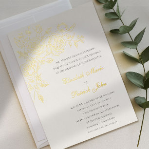 Rosen-Thema Forever Ecru Formelle Klassische Hochz Folieneinladung