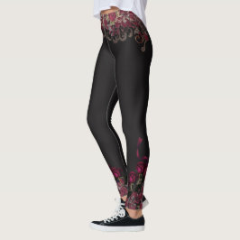Rosen u. Band-Gamaschen Leggings