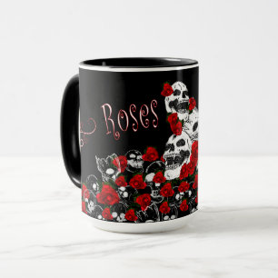 Rosen u. Schädel schwarz u. rote Tasse, weiblich Tasse