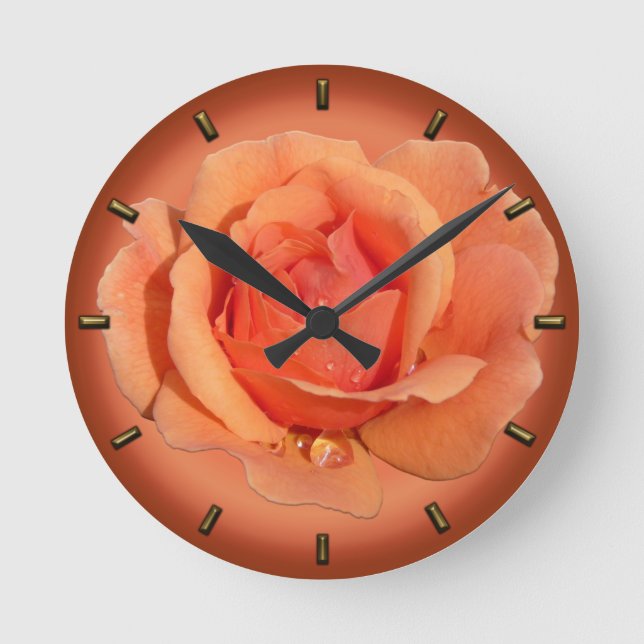 Rosen-Uhr-Uhr-Uhr-Uhr-Peach-Orange-Rose Uhr (Vorderseite)