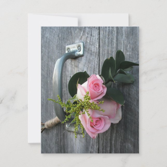 Rosen und Barnwood Hochzeitsempfang Einladung (Vorderseite)