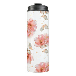 Rosen und Blätter, rosa Thermosbecher