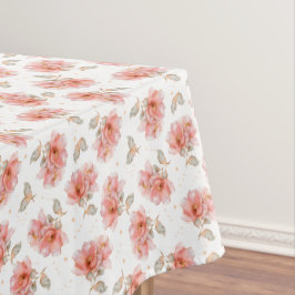 Rosen und Blätter, rosa Tischdecke