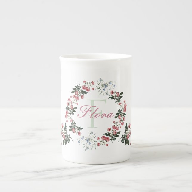 Rosen und Bluebells-personalisierte Prozellantasse (Vorderseite)