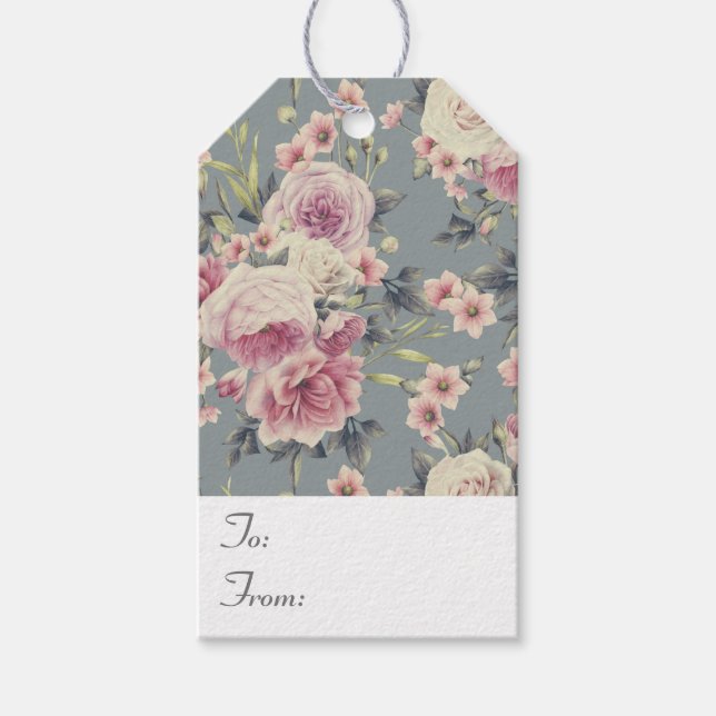 Rosen und Blume von und nach Rosa Geschenkanhänger (Vorderseite)