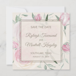 Rosen und Creme Save The Date Karte