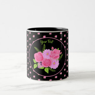 Rosen und Dahlien Schwarze Zweifarben-Kaffeetasse Zweifarbige Tasse
