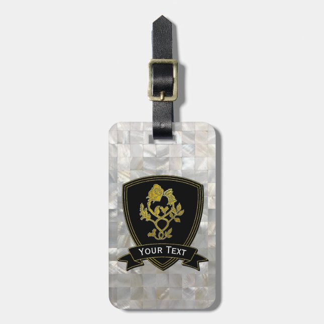 Rosen-und Distel-Perlmutt-Muster Gepäckanhänger (Vorderseite vertikal)