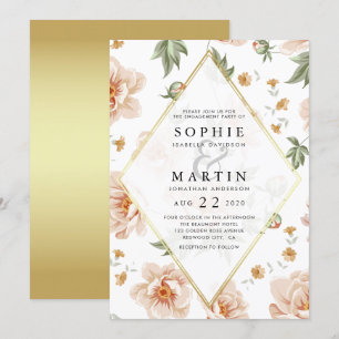 Rosen und Gold Elegante Engagement Party für die B Einladung