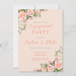 Rosen und Grünpflanzen | Peach Engagement Party Einladung