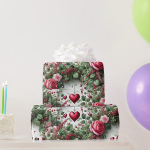 Rosen und Herzen  Valentinstag-Geschenkpapier Geschenkpapier