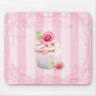 Rosen-und Kuchen-rosa Zuckerguss Mousepad