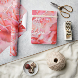 Rosen und Name, romantisches Blumenmuster Geschenkpapier