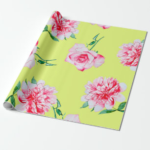 Rosen- und Pfingstrosen-Aquarell-Illustrationsmust Geschenkpapier