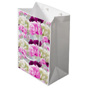 Rosen- und Pfingstrosen-Mischbouquet-Geschenktasch Mittlere Geschenktüte