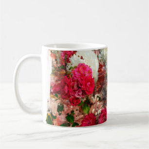 Rosen und Pfingstrosen und Rosen, gemischte Medien Kaffeetasse