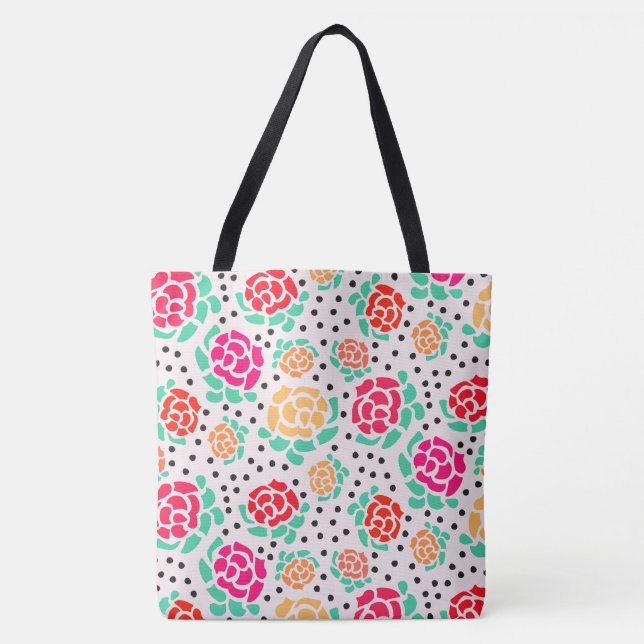 Rosen und Punkte - Taschen-Tasche Tasche (Vorderseite)