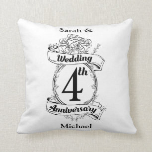 Rosen und Reben Romantischer 4. Hochzeitstag Kissen