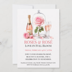 Rosen und Rosé-Einladung Elegante Champagner-Garte Einladung