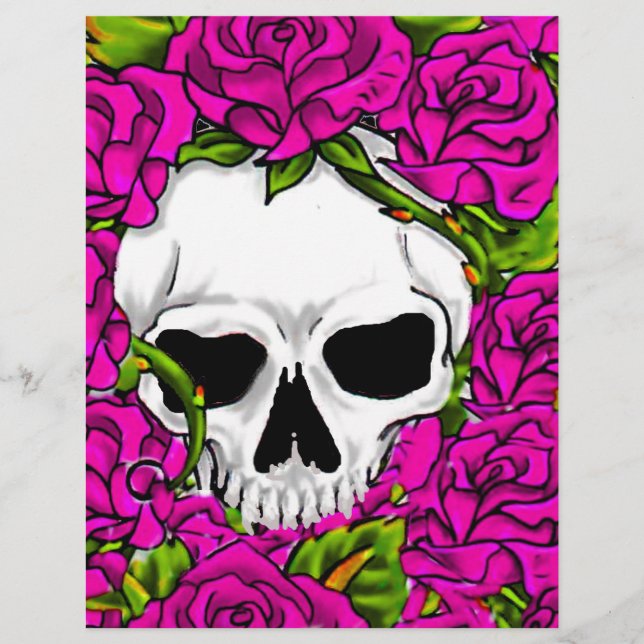 Rosen und Schädel, rosa (Vorderseite)