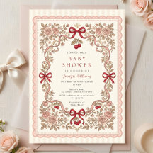 Rosen und Schleifen Babyshower-Einladung
