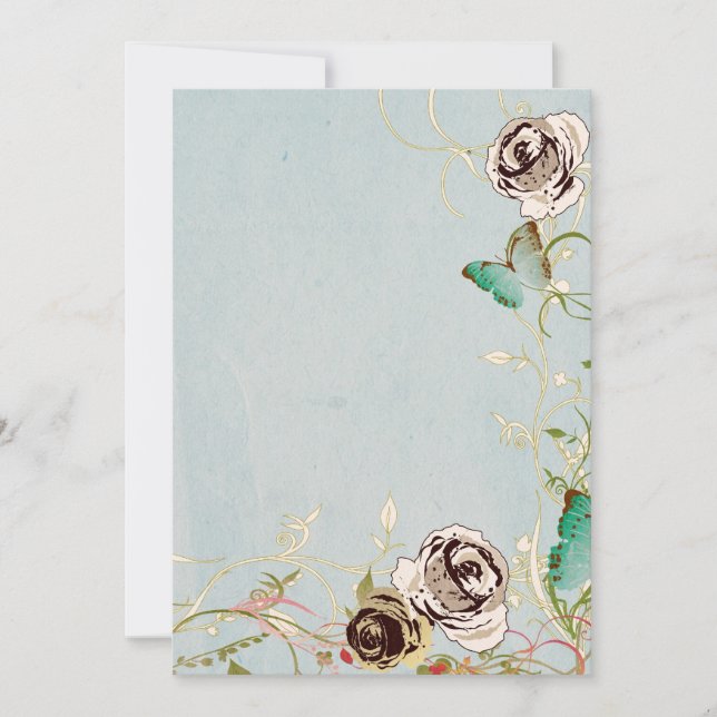 Rosen-und Schmetterlinge Einladung (Vorderseite)