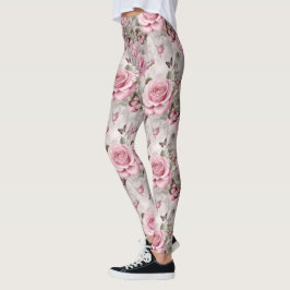 Rosen und Schmetterlinge Wasserfarbe Leggings