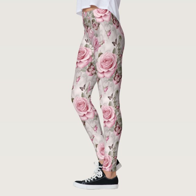 Rosen und Schmetterlinge Wasserfarbe Leggings (Links)