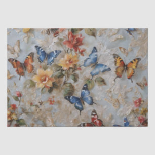 Rosen- und Schmetterlingsdruck Dekor / Seidenpapier