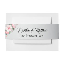 Rosen und Shiny Silver Floral Wedding Einladungsbanderole