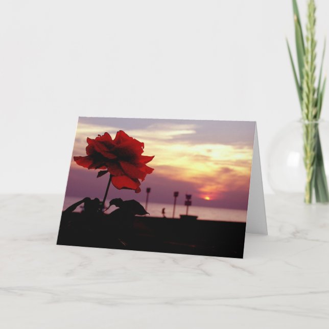 Rosen-und Sonnenuntergang-leere Gruß-Karte Karte (Vorderseite)