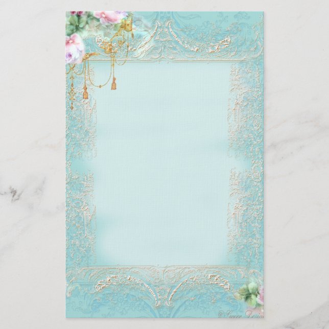 Rosen und Spitzen Briefpapier (Vorderseite)