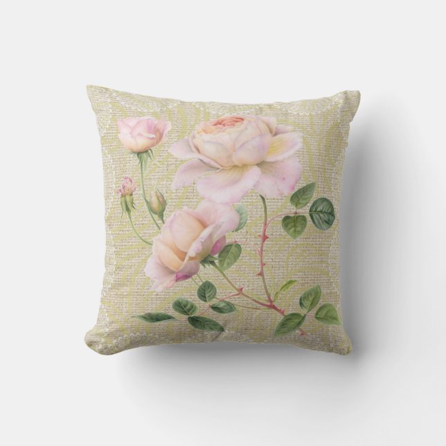 Rosen und Spitzen Vintages Kissen (Vorderseite)