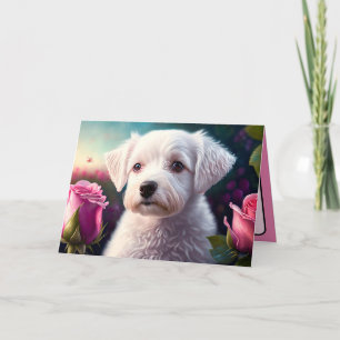 Rosen und süße Hund-Kollektion Karte
