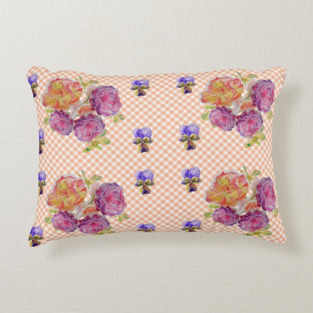 Rosen und Violetten Rosa Shabby Blumendekissen Kis Dekokissen (Vorderseite)