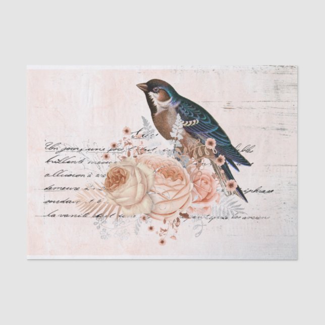 Rosen und Vogelgrippe Seidenpapier (Vorderseite)