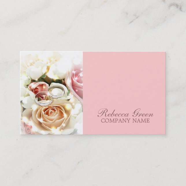 Rosen-Verlobung schellt Hochzeitsphotographen Visitenkarte (Vorderseite)