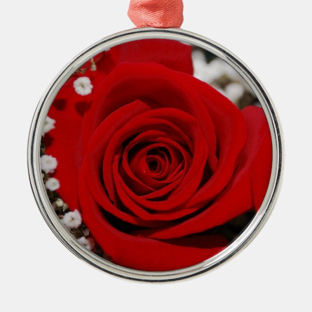 Rosen-Verzierung Silbernes Ornament (Vorne)