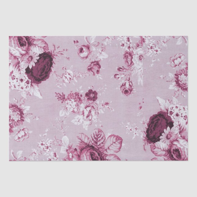 Rosen-Wasser-Rosa Vintages BlumenToile No.4 Seidenpapier (Vorderseite)