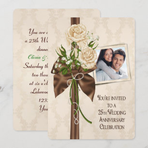 Rosen zum 25. Hochzeitstag Einladung