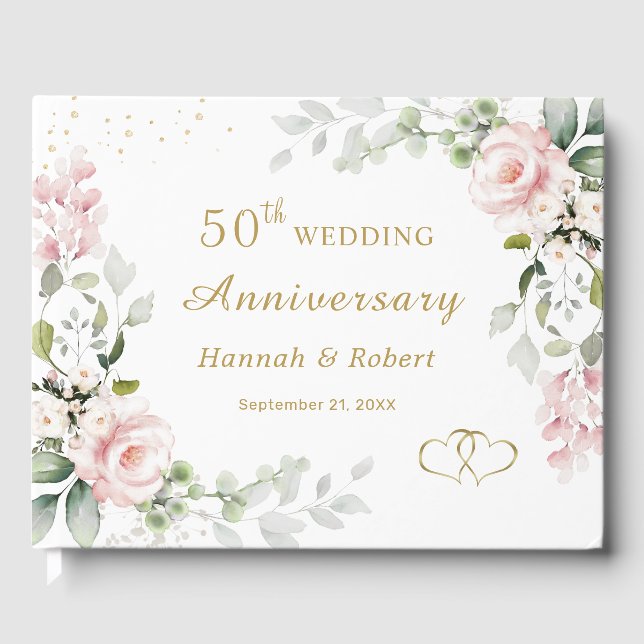 Rosenband 50. Hochzeitstag Gästebuch (Vorderseite)