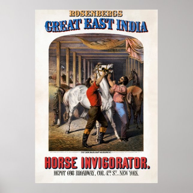 Rosenbergs "Great East India Horse Invigorator". Poster (Vorne)