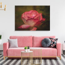 Rosenbild auf Leinwand im frühen Abendlicht