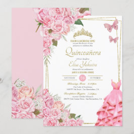 Rosenbläschen Quinceanera-Feier Einladung